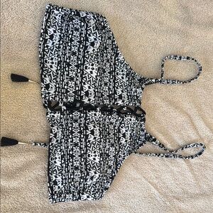 Ambrielle Black and White Patterned Swim Top